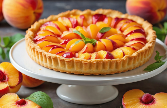 Tarte pêche Pistache